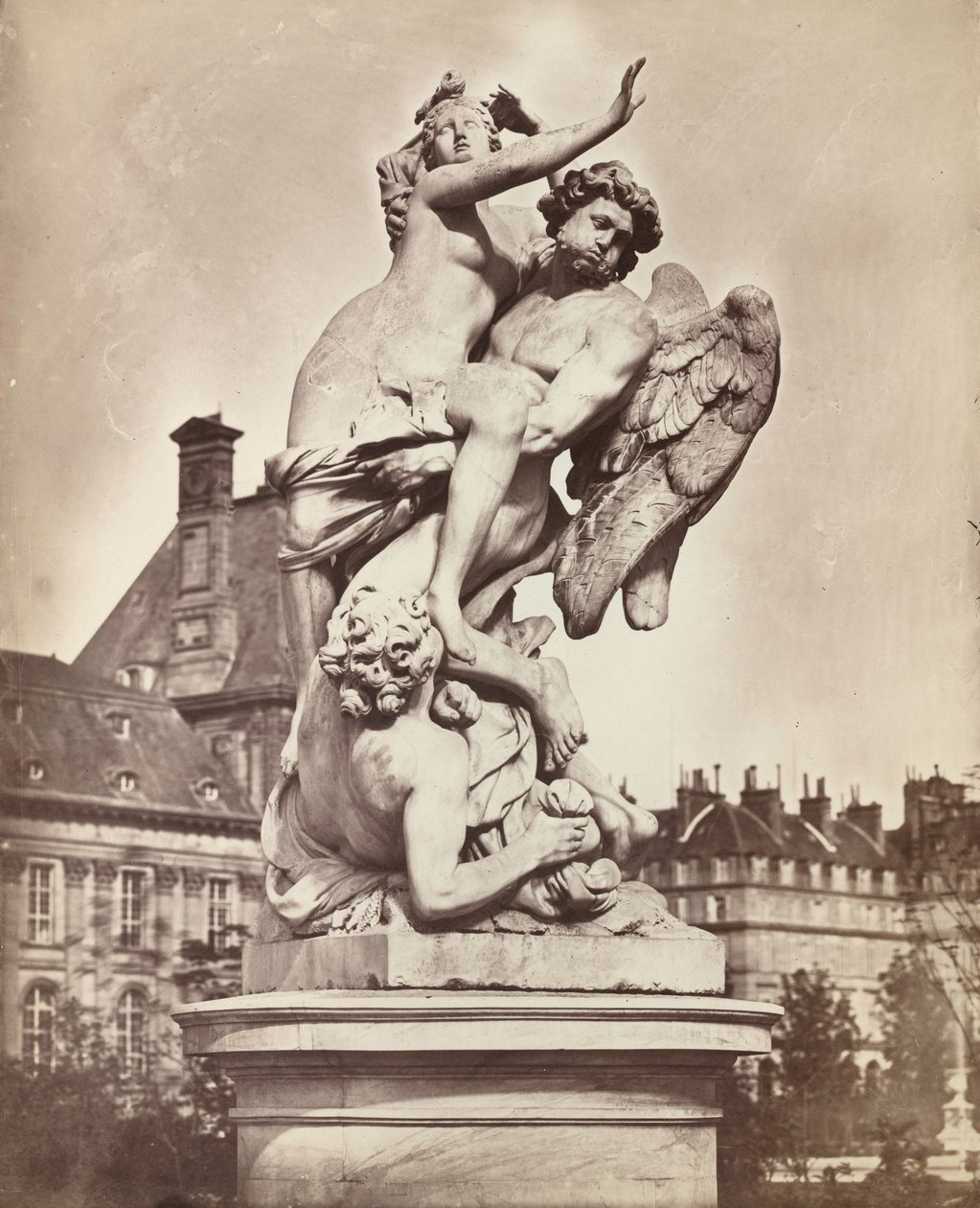 Statue des Tuileries: G. Marsy und A. Flamen: Borée entführt Orythie, 1859 von Charles Nègre