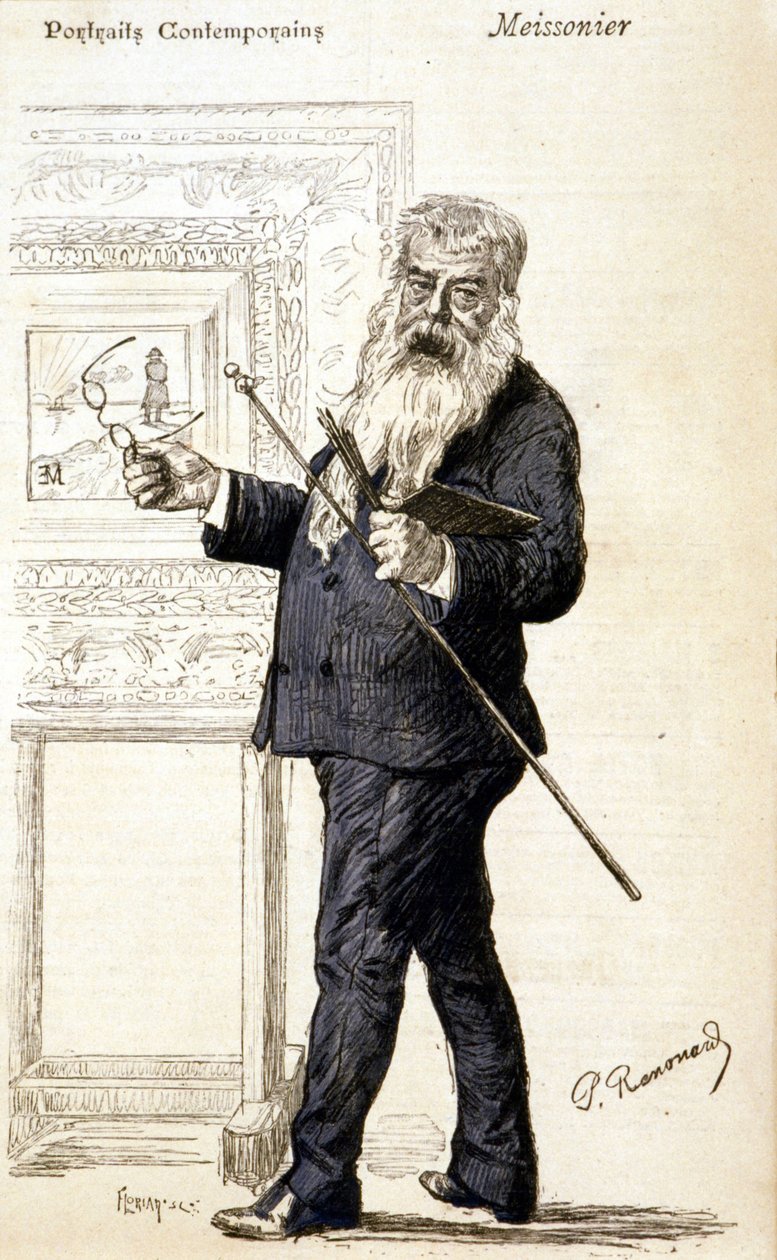 Porträt von Meissonier. Gravur aus dem späten 19. Jahrhundert von Charles Paul Renouard