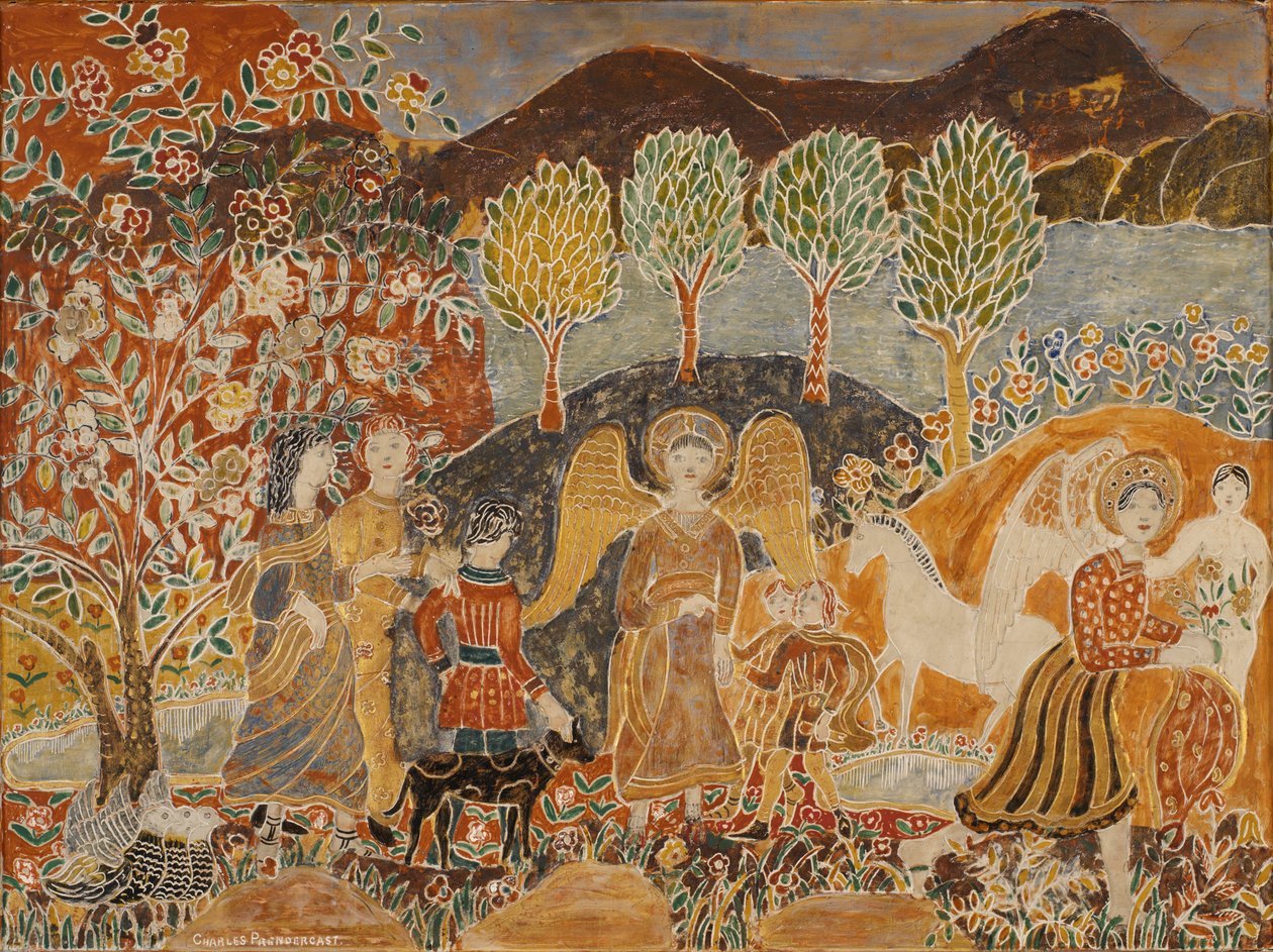 Engel in einer Landschaft von Charles Prendergast