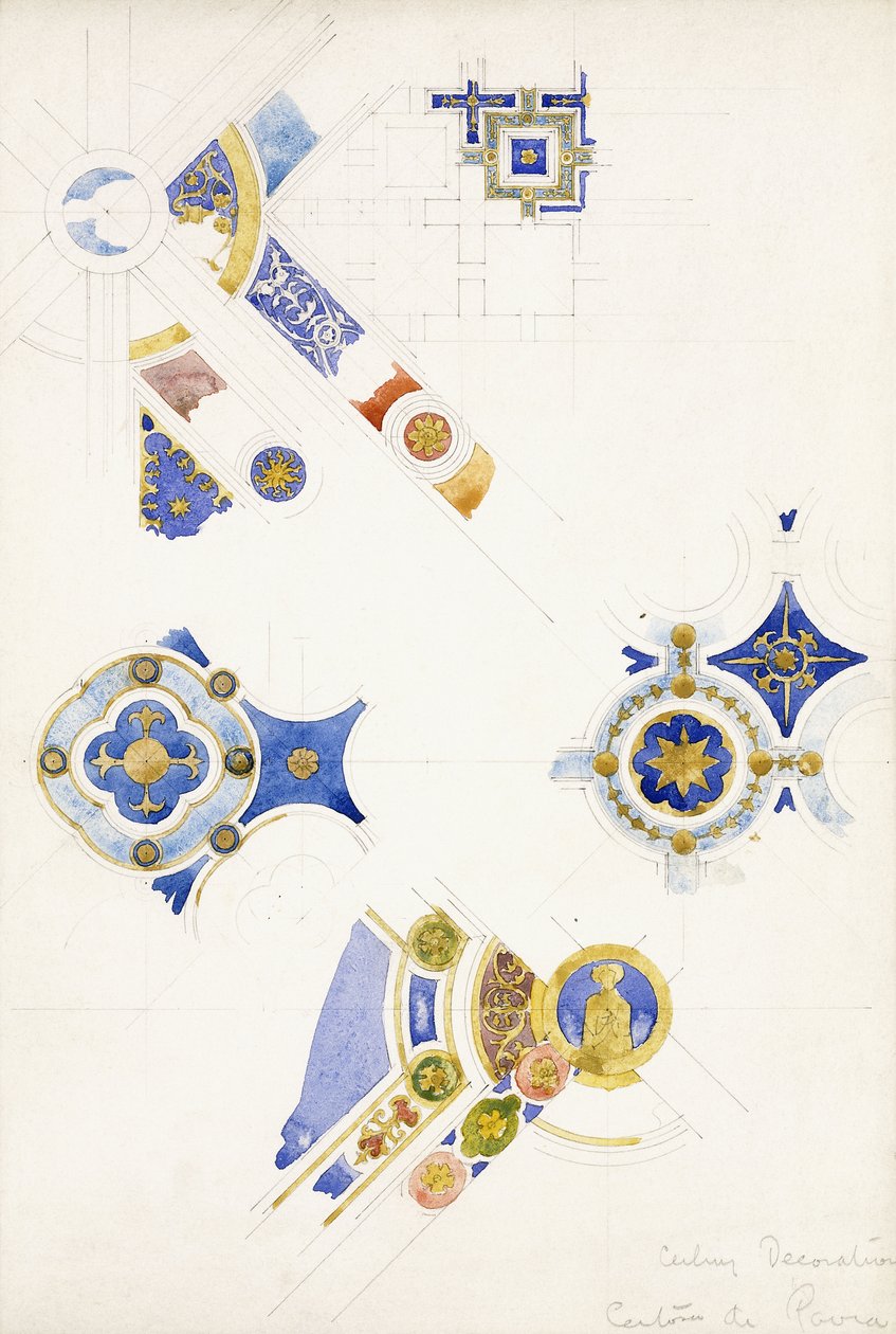 Certosa di Pavia, Studien der Deckendekoration, 1891 von Charles Rennie Mackintosh