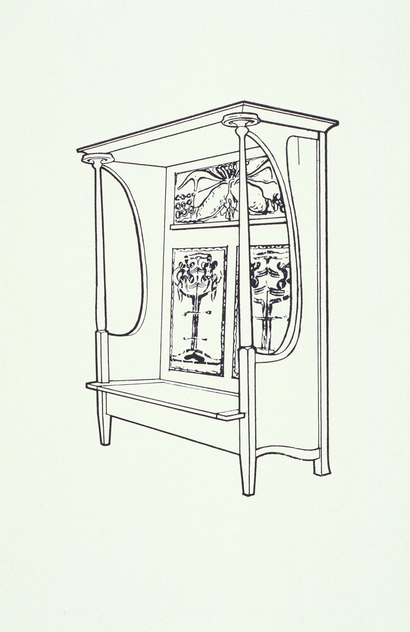 Linienzeichnung eines Möbels (ein Schrank), ca. 1910 von Charles Rennie Mackintosh