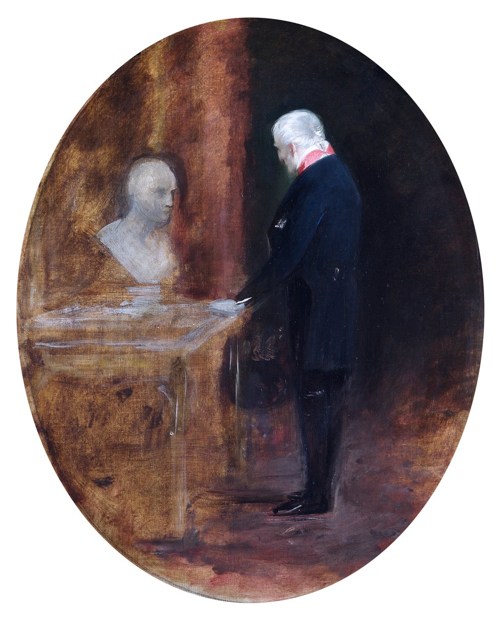 Der Herzog von Wellington betrachtet die Büste Napoleons, 19. Jahrhundert von Charles Robert Leslie