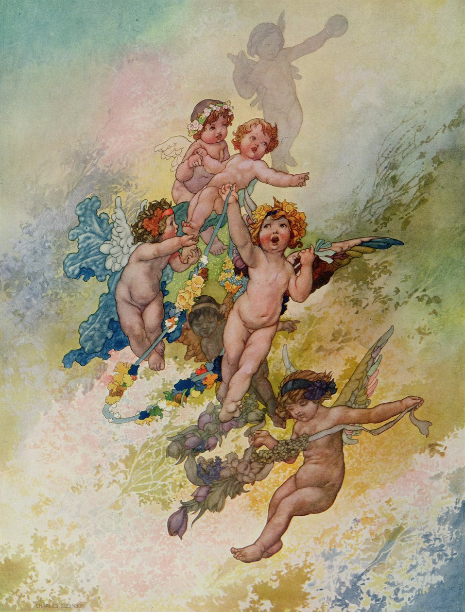 Frühling aus Die Jahreszeiten, in Auftrag gegeben für das Pears Annual 1920 von Charles Robinson