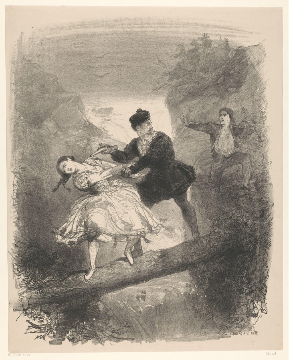 Ballettszene mit Mann und Frau über Abgrund von Charles Rochussen