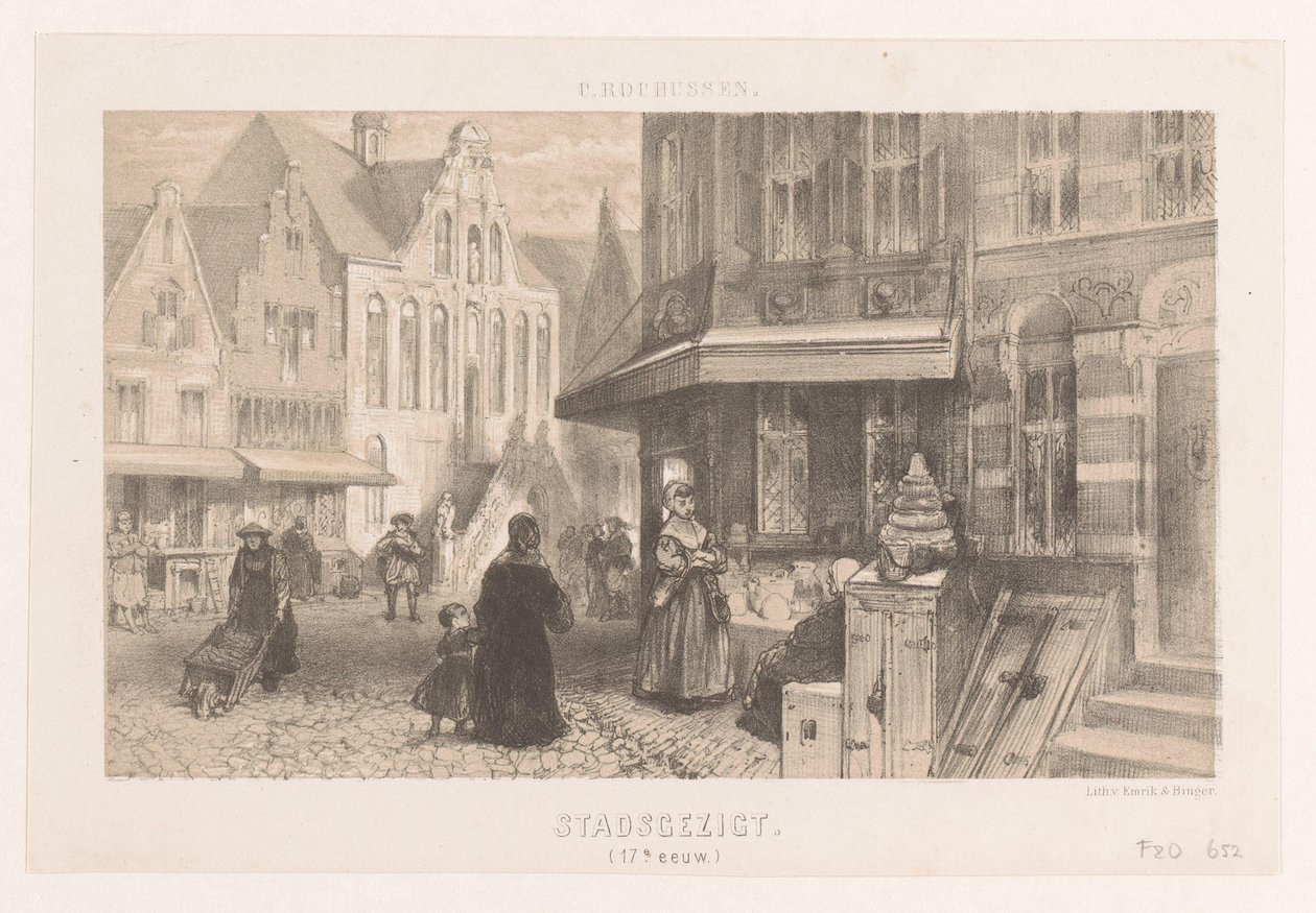 Menschen auf der Straße (Stadsgezicht, 17. Jahrhundert) von Charles Rochussen