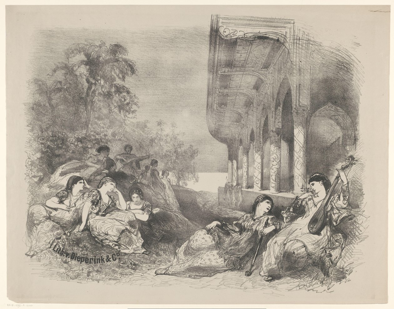 Szene aus einem Theaterstück mit orientalischen Frauen von Charles Rochussen
