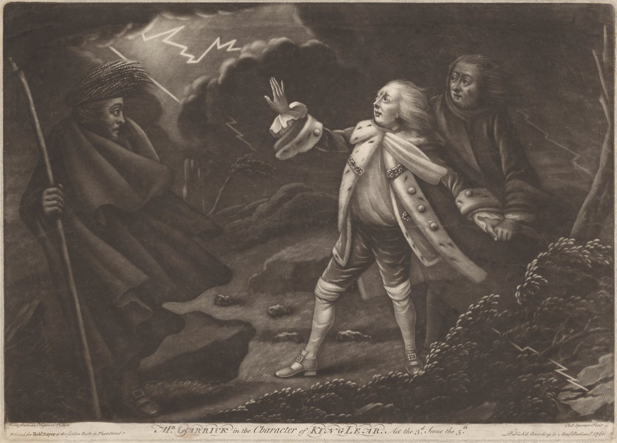 Mr. Garrick in der Rolle von König Lear - "König Lear", Akt III, Szene V von Charles Spooner