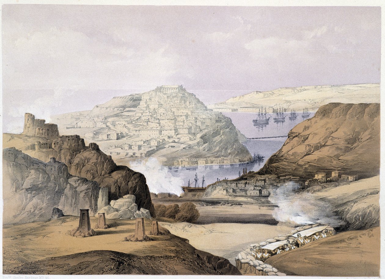 Stadt Sebastopol in „Sevastopol“ von Ch. Hardinge. Litho von Vincent Brooks, London 1855 Henry Graves von Charles Stewart Hardinge