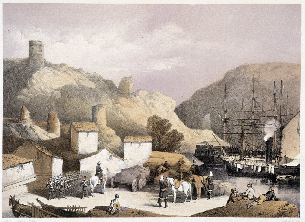 Hafen von Balaclava in „Sebastopol“ von Ch. Hardinge. Lithographie von Vincent Brooks, London 1855 Henry Graves von Charles Stewart Hardinge