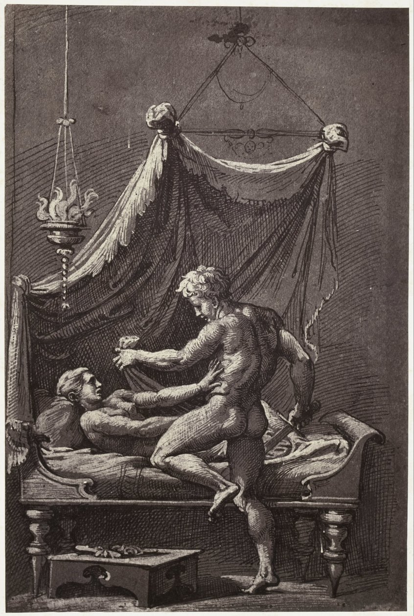 Fotoreproduktion einer Zeichnung von Perino del Vaga, Die Vergewaltigung der Lucretia von Charles Thurston Thompson