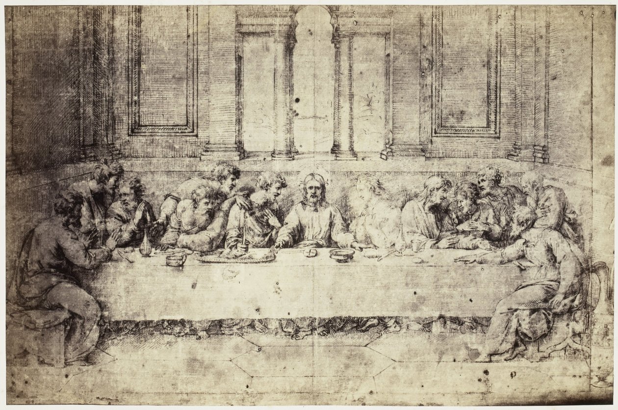 Fotoreproduktion einer Zeichnung von Raffael, Das letzte Abendmahl von Charles Thurston Thompson