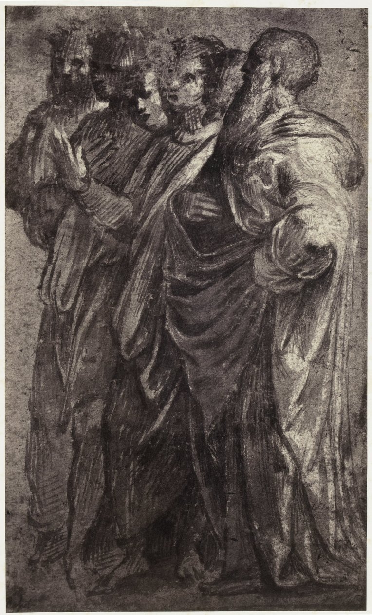 Fotoreproduktion einer Zeichnung von Raffael, Sechs Weise von Charles Thurston Thompson