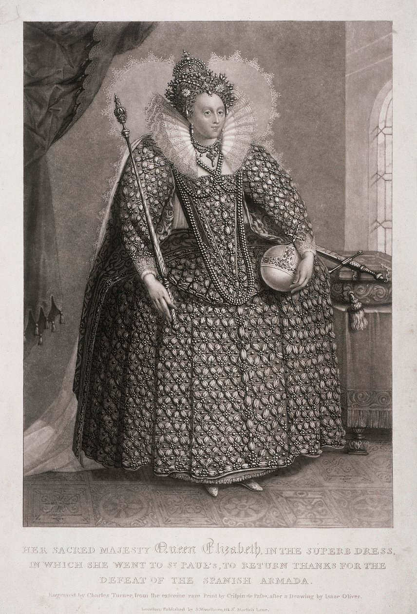 Königin Elizabeth I. mit Zepter und Reichsapfel von Charles Turner