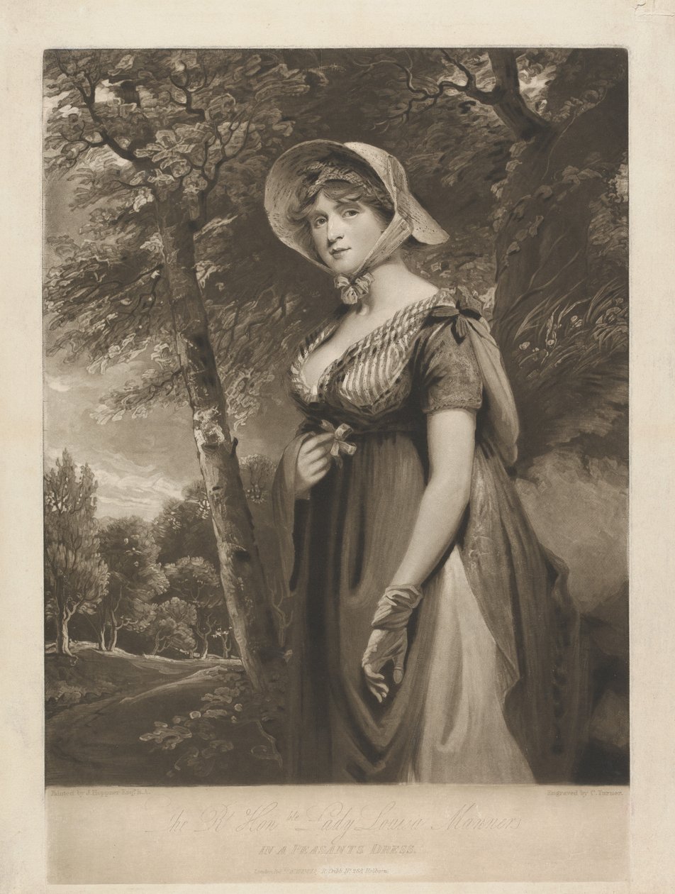 Die ehrenwerte Lady Louisa Manners in einem Bauernkleid von Charles Turner