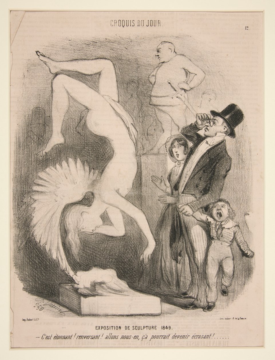 Ausstellung der Skulpturen 1849, aus der Serie Croquis du Jour veröffentlicht in Le Charivari von Charles Vernier