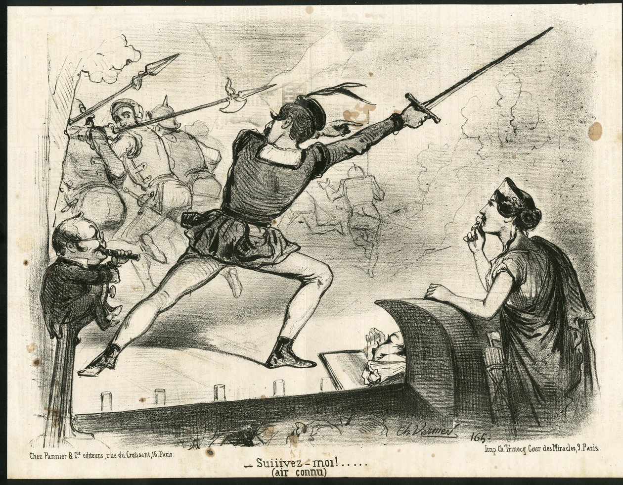 Illustration von Charles Vernier (? -1887) in Le Charivari - Theater, Präsident der Republik - Thiers Adolphe, Napoleon III von Charles Vernier
