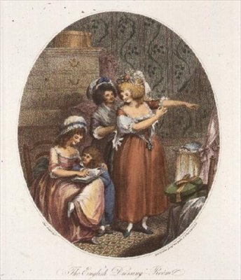Das englische Ankleidezimmer, graviert von P.W. Tomkins (Aquatinta) von Charles after Ansell