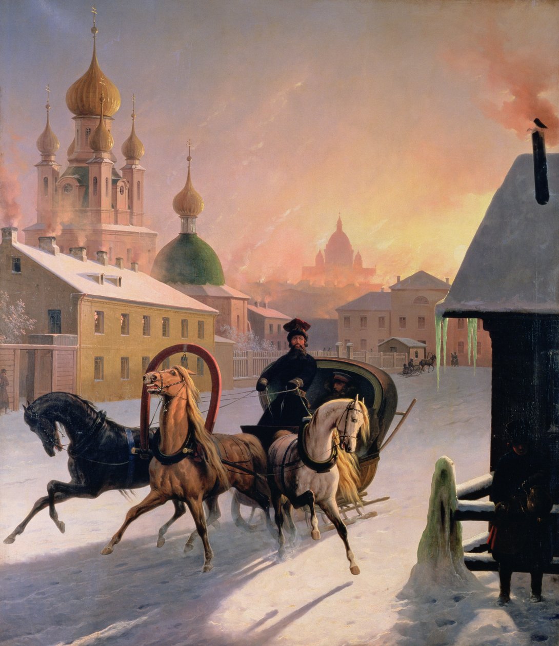 Troika auf der Straße in St. Petersburg, 1850er Jahre von Charles de Hampeln