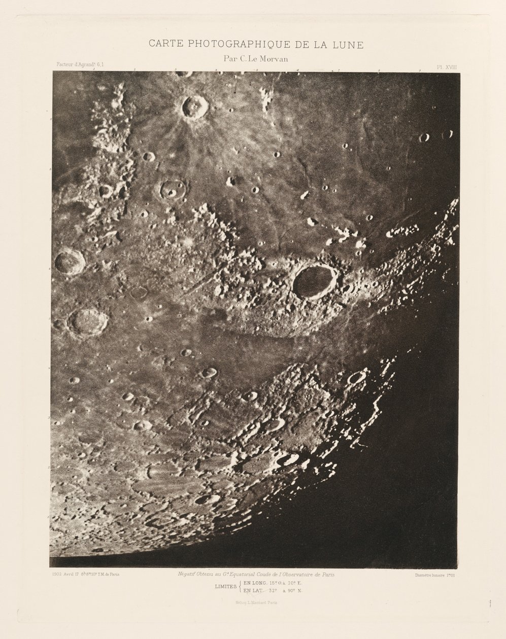 Fotografische Karte des Mondes, Platte XVIII von Charles le Morvan