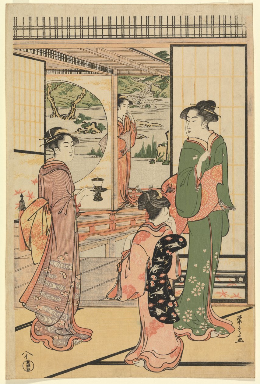 Schöne Frauen in einem Yashiki von Chobunsai Eishi