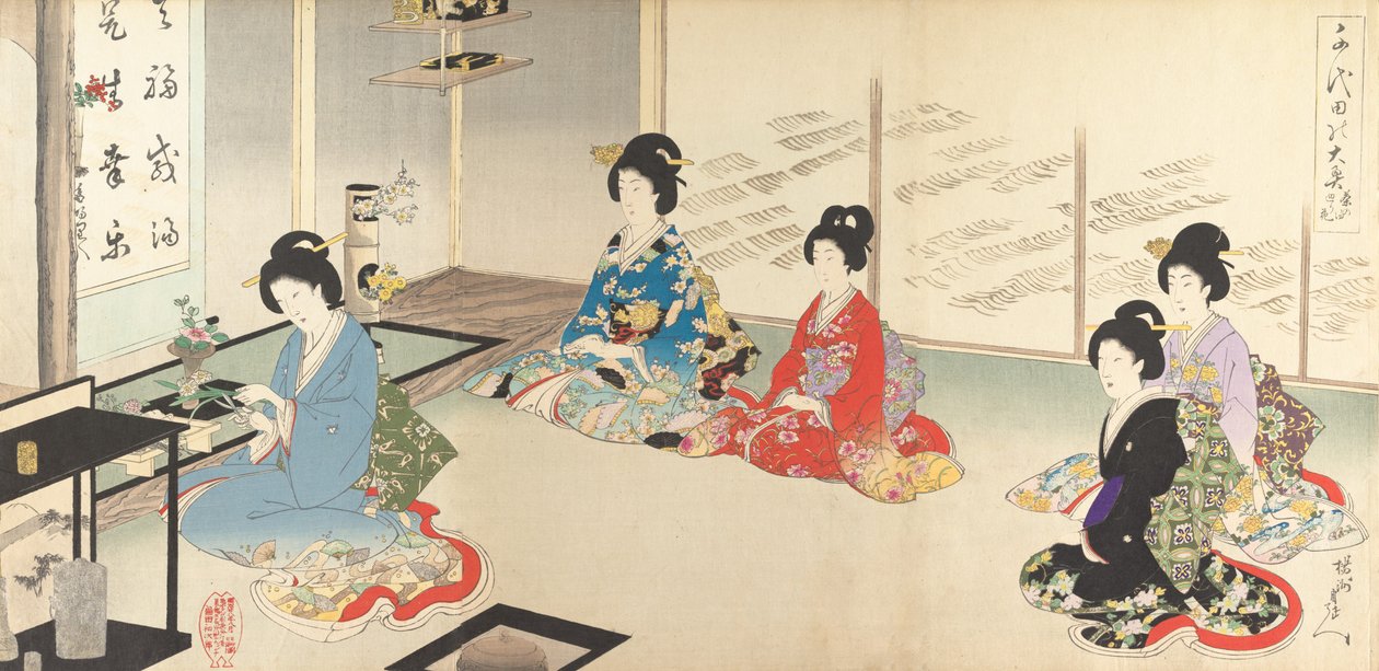 Chiyoda Innerer Palast: Nr. 20 Blumenarrangement in Reihenfolge..., August 1895 von Chikanobu Yoshu