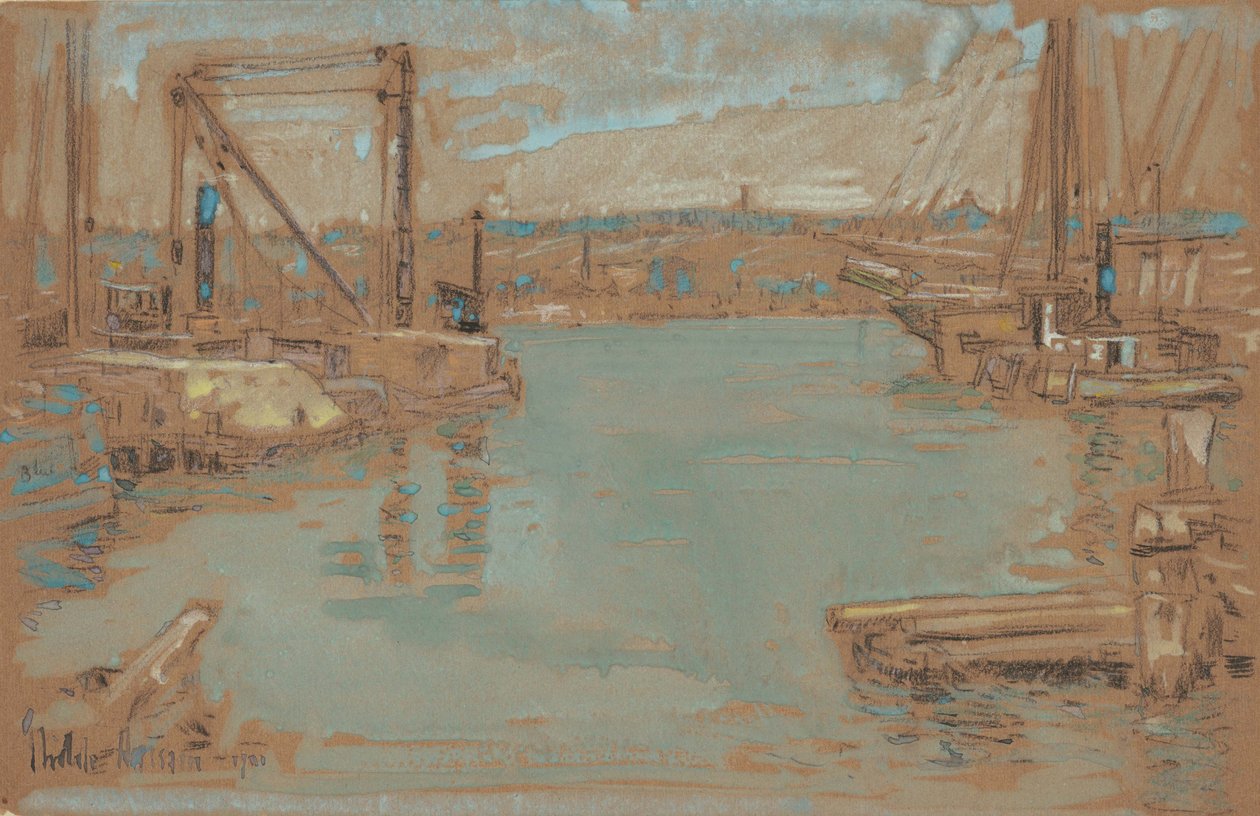 North River Dock, New York von Childe Frederick Hassam