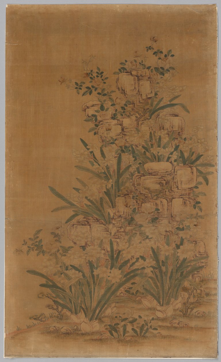 Kesi-Panel: Felsen und Narzissen von China, Qing dynasty