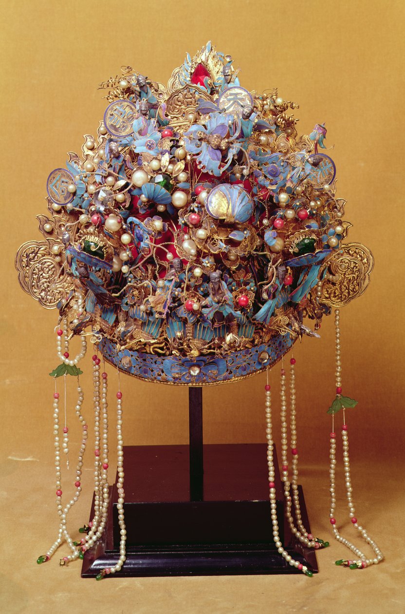 Kopfschmuck mit bunten Glasperlen bespannt von Chinese School