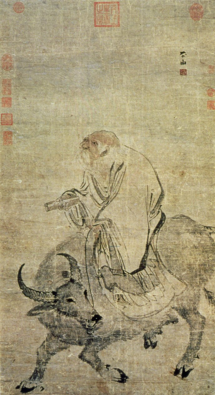 Lao-tzu (ca. 604-531 v. Chr.) reitet auf seinem Ochsen, Chinesisch, Ming-Dynastie (1368-1644) von Chinese School