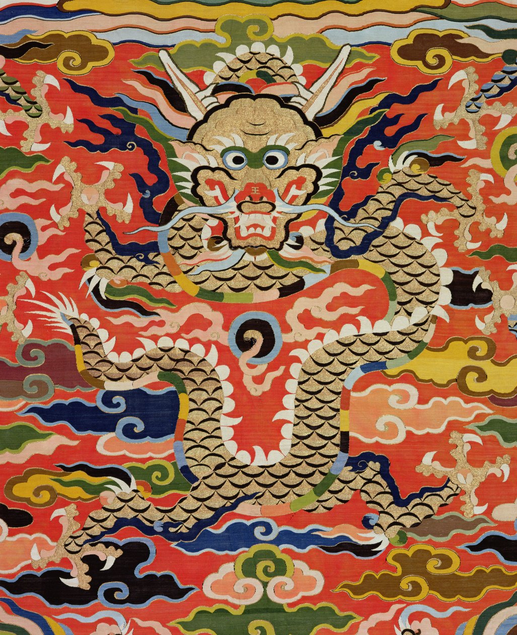 Detail eines Stoffes mit fünf Drachen Kossu, Wanli-Periode, 1573-1619 (Seide) von Chinese School