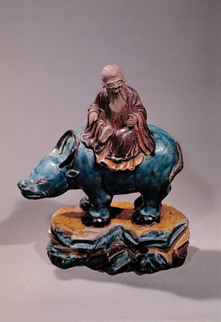 Lao-Tzu (ca. 604-531 v. Chr.) auf seinem Büffel, Qing-Dynastie (Keramik) von Chinese School