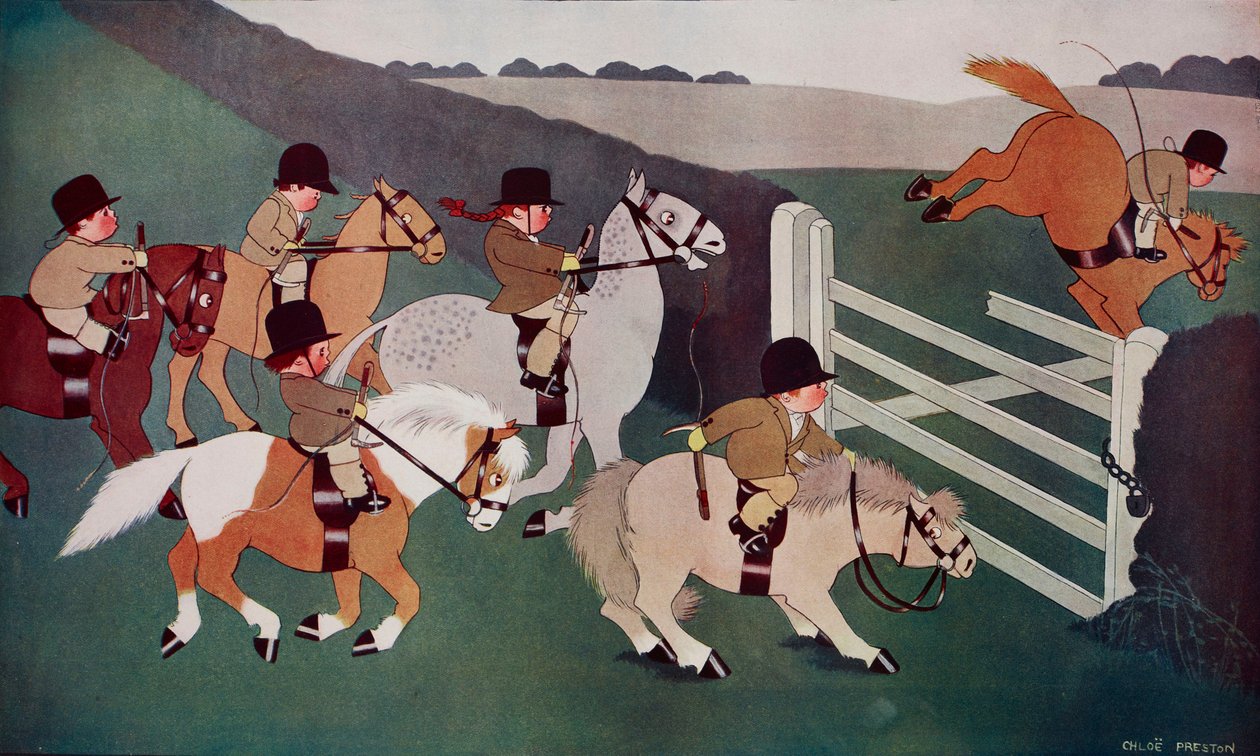 Die Eindringlinge, Jockeys zu Pferd, Karikatur von Chloe Preston aus The Tatler, Nr. 1435, 26. Dezember von Chloe Preston