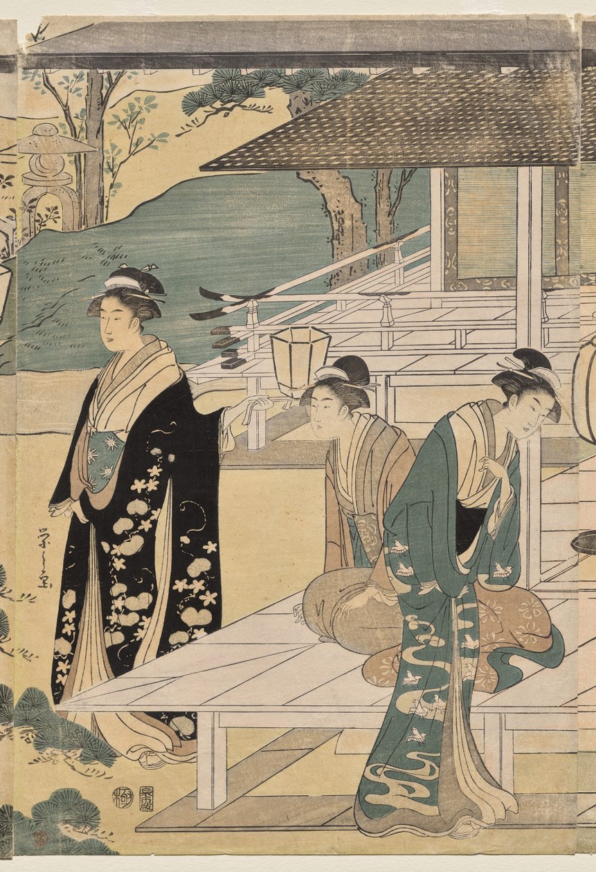Das Matsukaze-Kapitel der Geschichte von Genji (aus der Serie Die Geschichte von Genji in eleganter moderner Kleidung) von Chobunsai Eishi