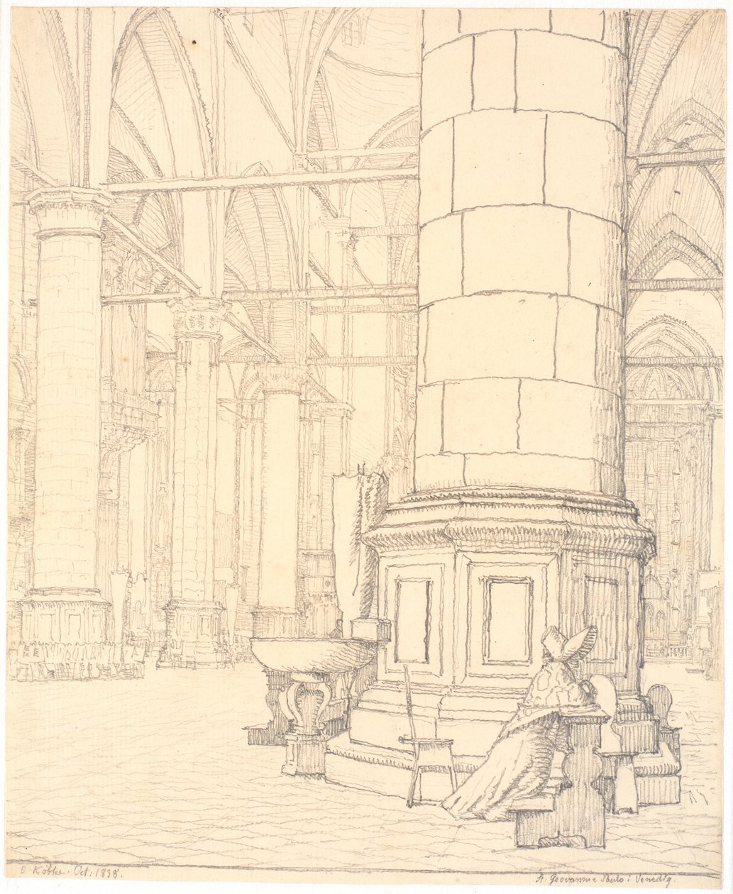 Teil des Inneren von Ss. Giovanni e Paolo in Venedig von Christen Købke