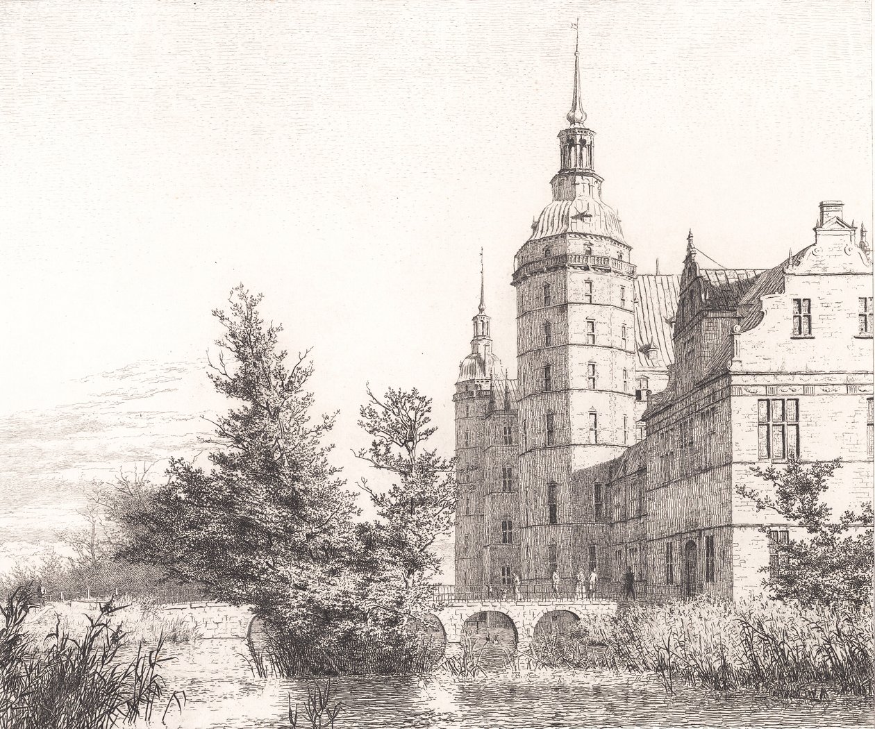 Frederiksborg Slot. Partie bei der Münzbrücke von Christen Købke
