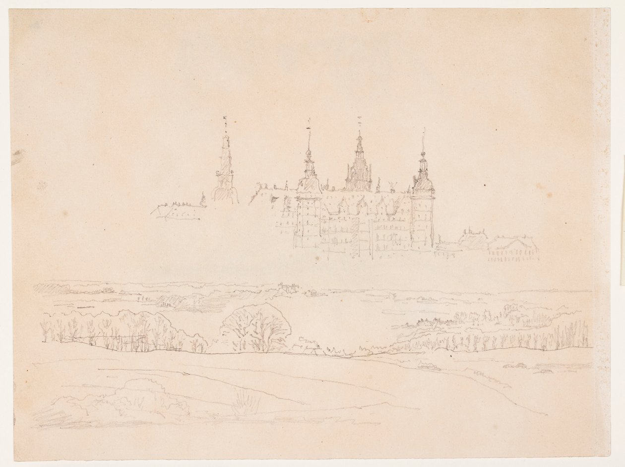 Studie für die Glyptothek "Herbstlandschaft. Schloss Frederiksborg im Hintergrund" von Christen Købke