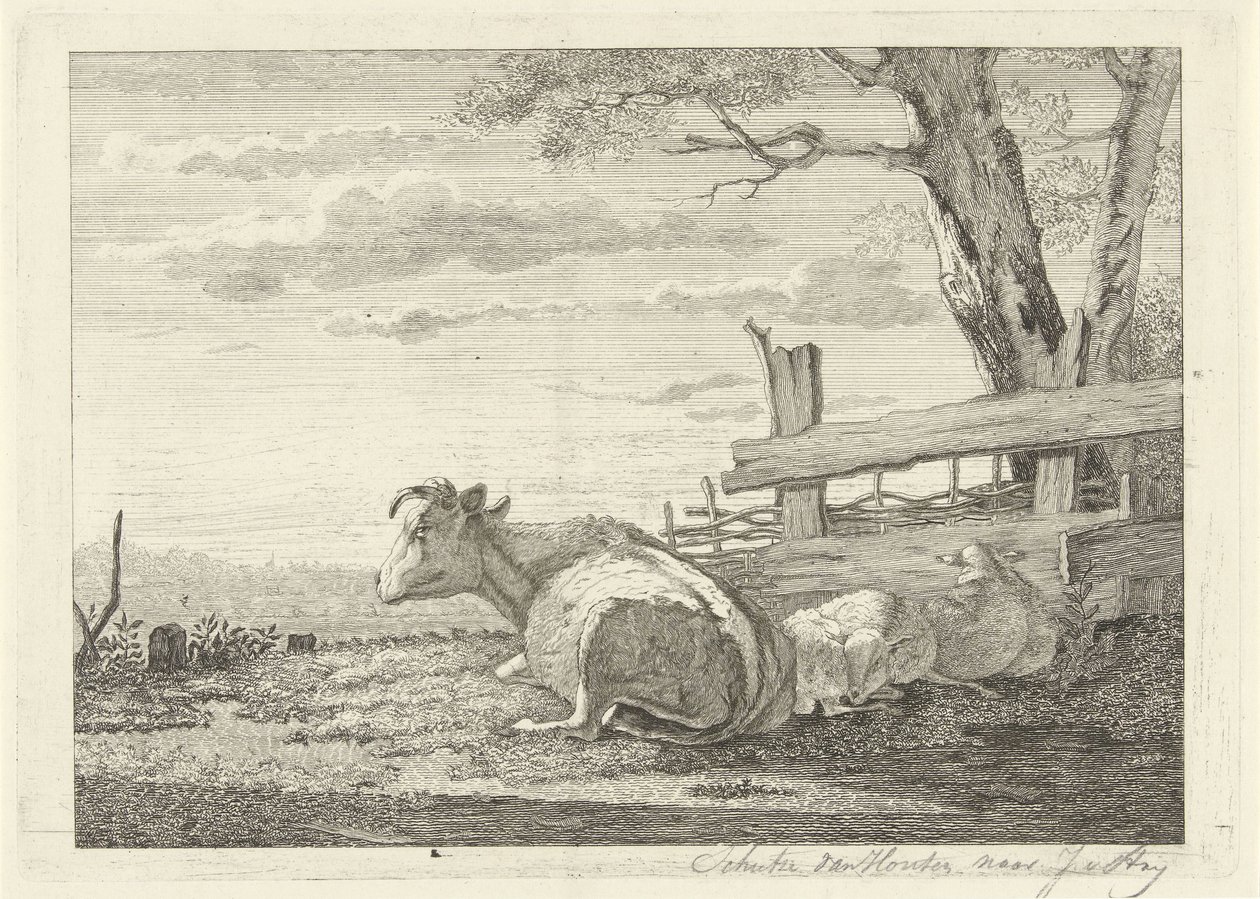 Ruhendes Vieh in einer Landschaft von Christiaan Godfried Schutze van Houten