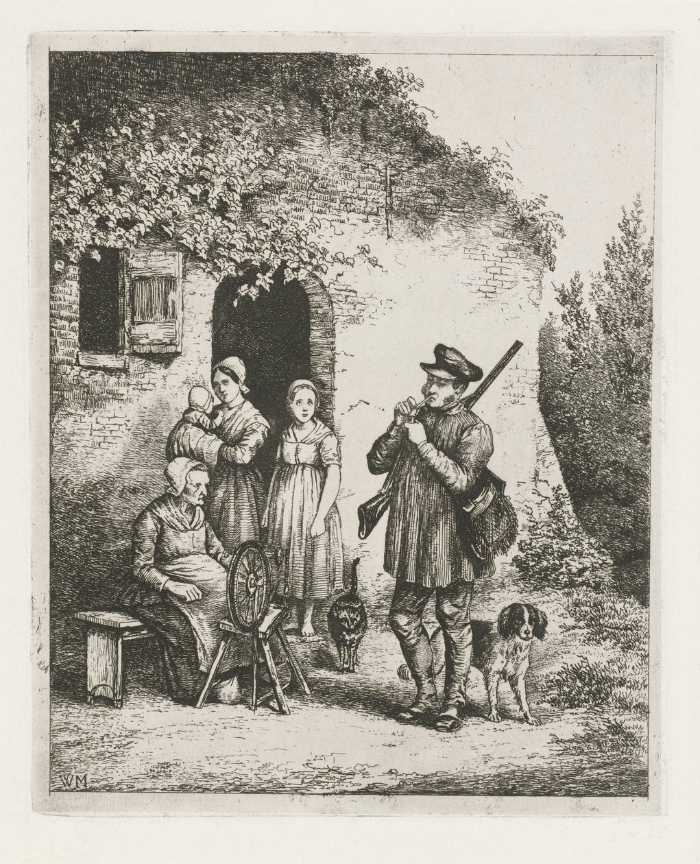 Gesellschaft vor der Tür eines Hauses von Christiaan Wilhelmus Moorrees