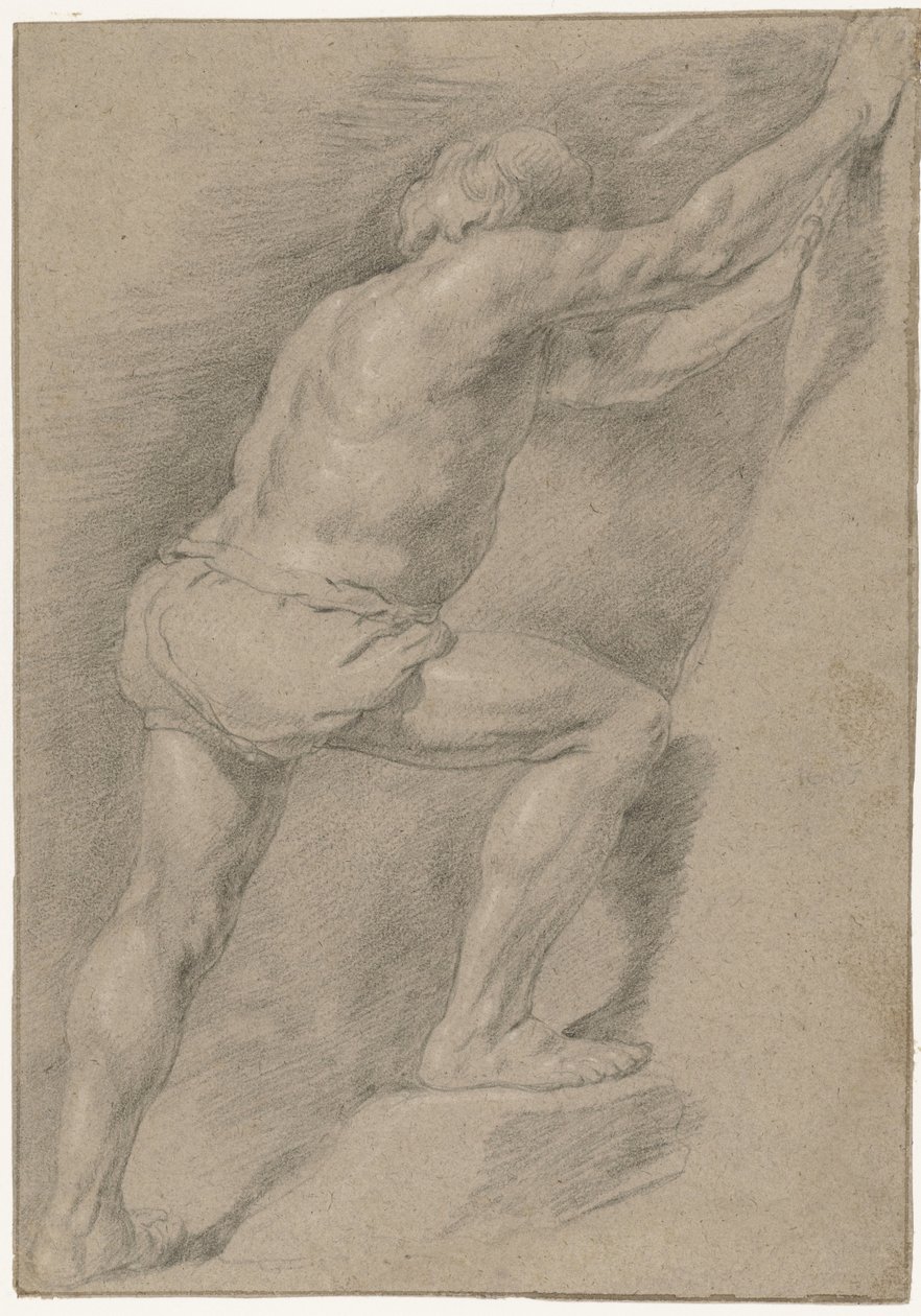 Studie eines nackten Mannes mit erhobenem Bein von Christiaen Gillisz. van Couwenberg (attributed to)