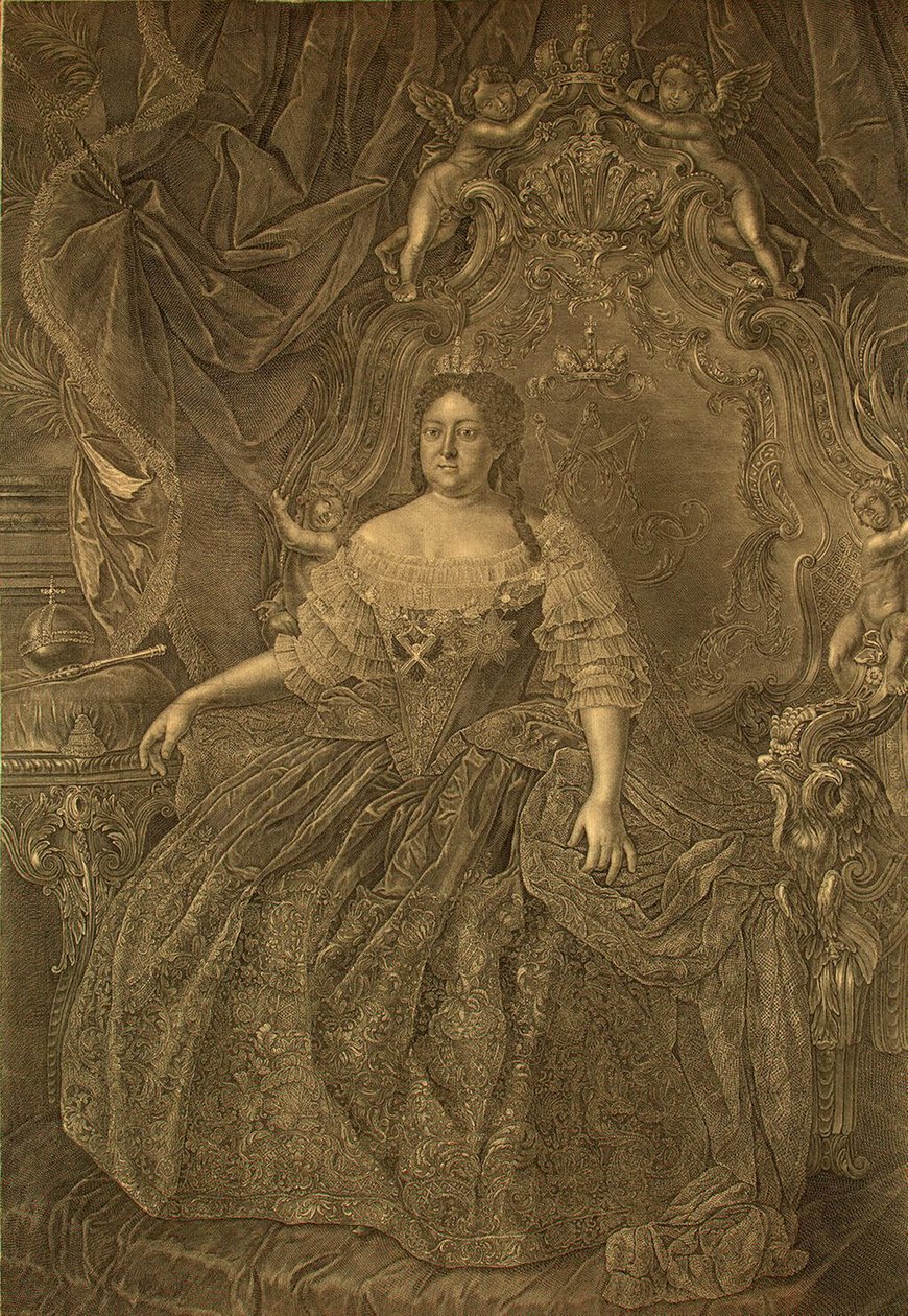 Porträt von Kaiserin Anna Ioannovna 1693-1740, 1740er von Christian Albrecht Wortmann