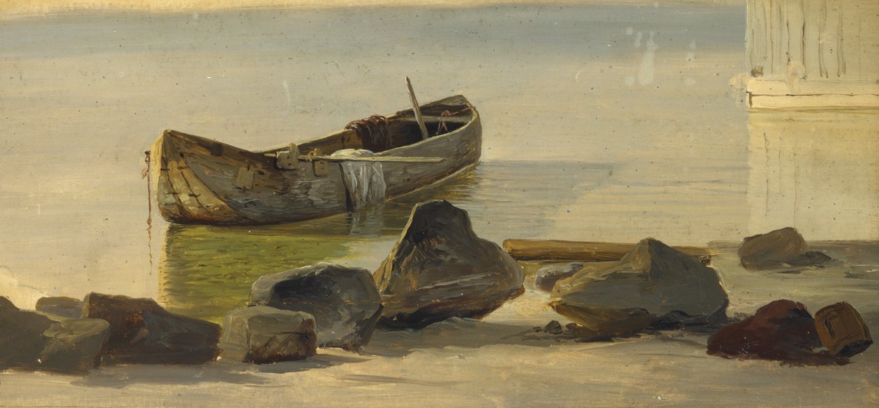 Ein Einbaum auf dem Starnberger See, 1845 von Christian Ernst Bernhard Morgenstern