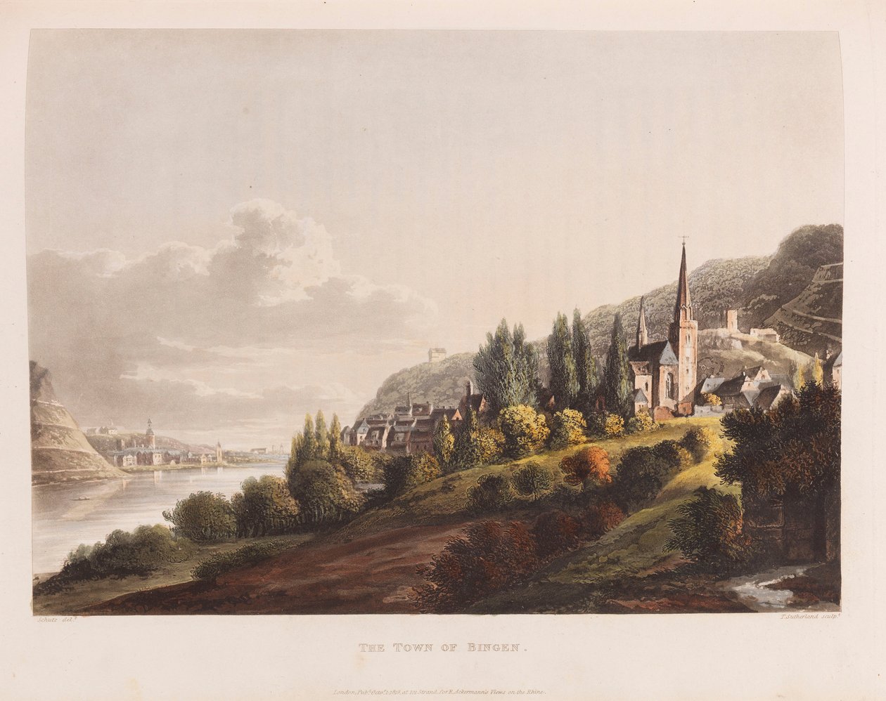 Bingen. Aus: Eine malerische Tour entlang des Rheins von Christian Georg Schütz the Younger