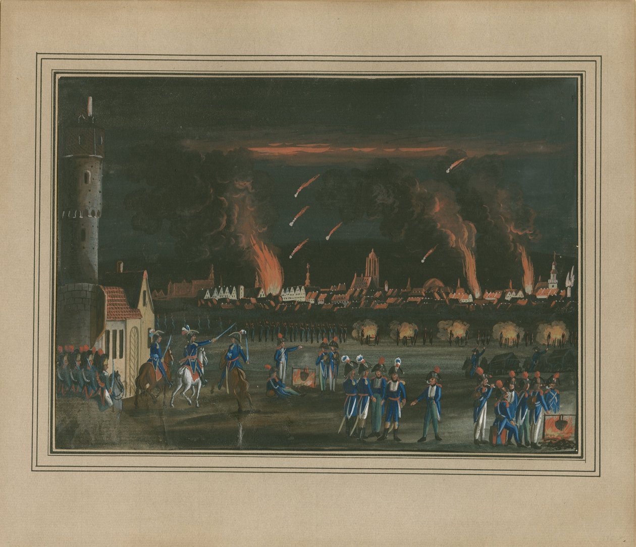 Bombardierung von Frankfurt am Main durch die französische Armee von Christian Georg Schütz the Younger