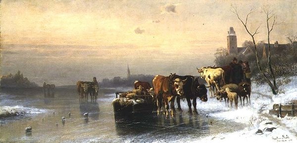 Winterlandschaft mit Vieh von Christian Mali