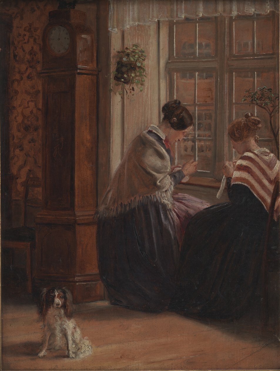 Zwei Damen sitzen am Fenster und nähen von Christian Rudolph Vogelsang
