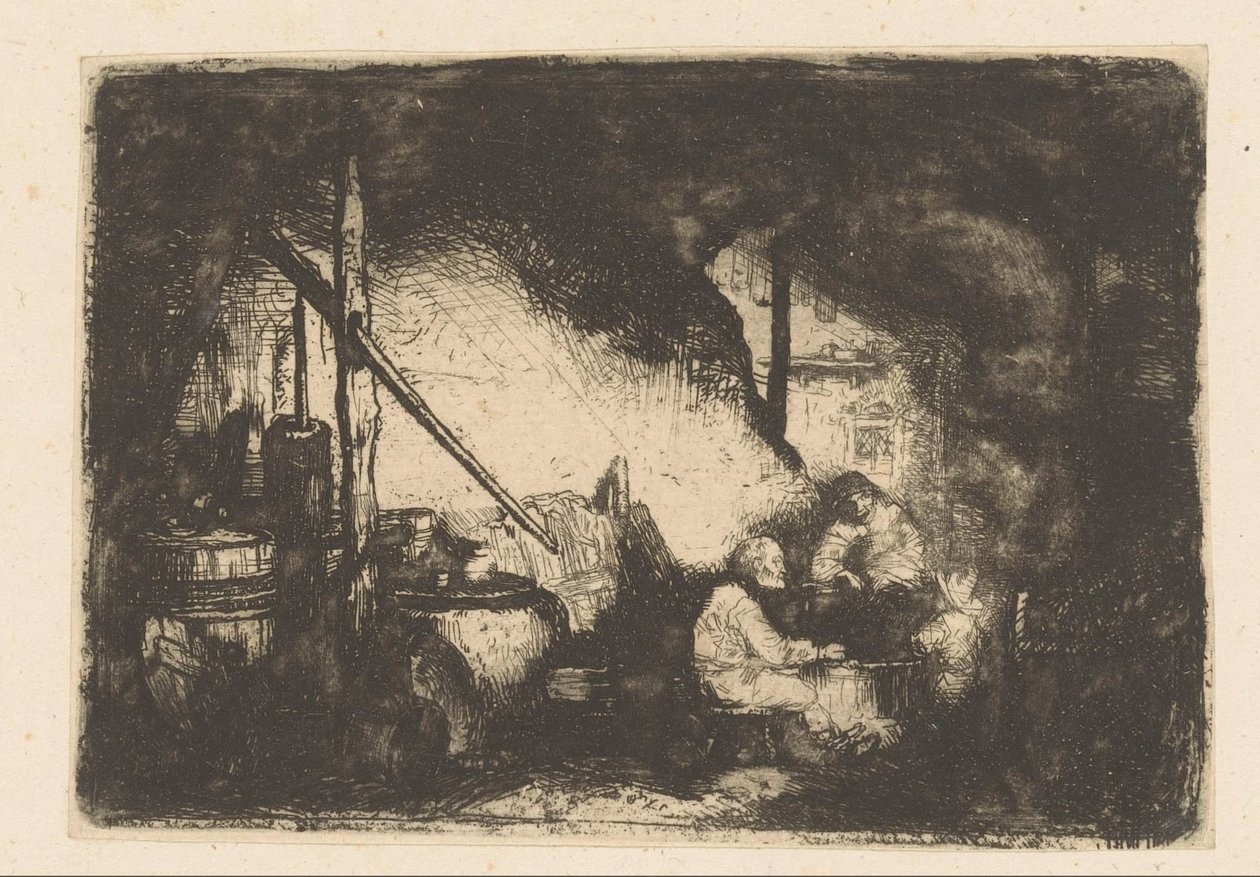 Drei Figuren am Tisch von Christian Wilhelm Ernst Dietrich