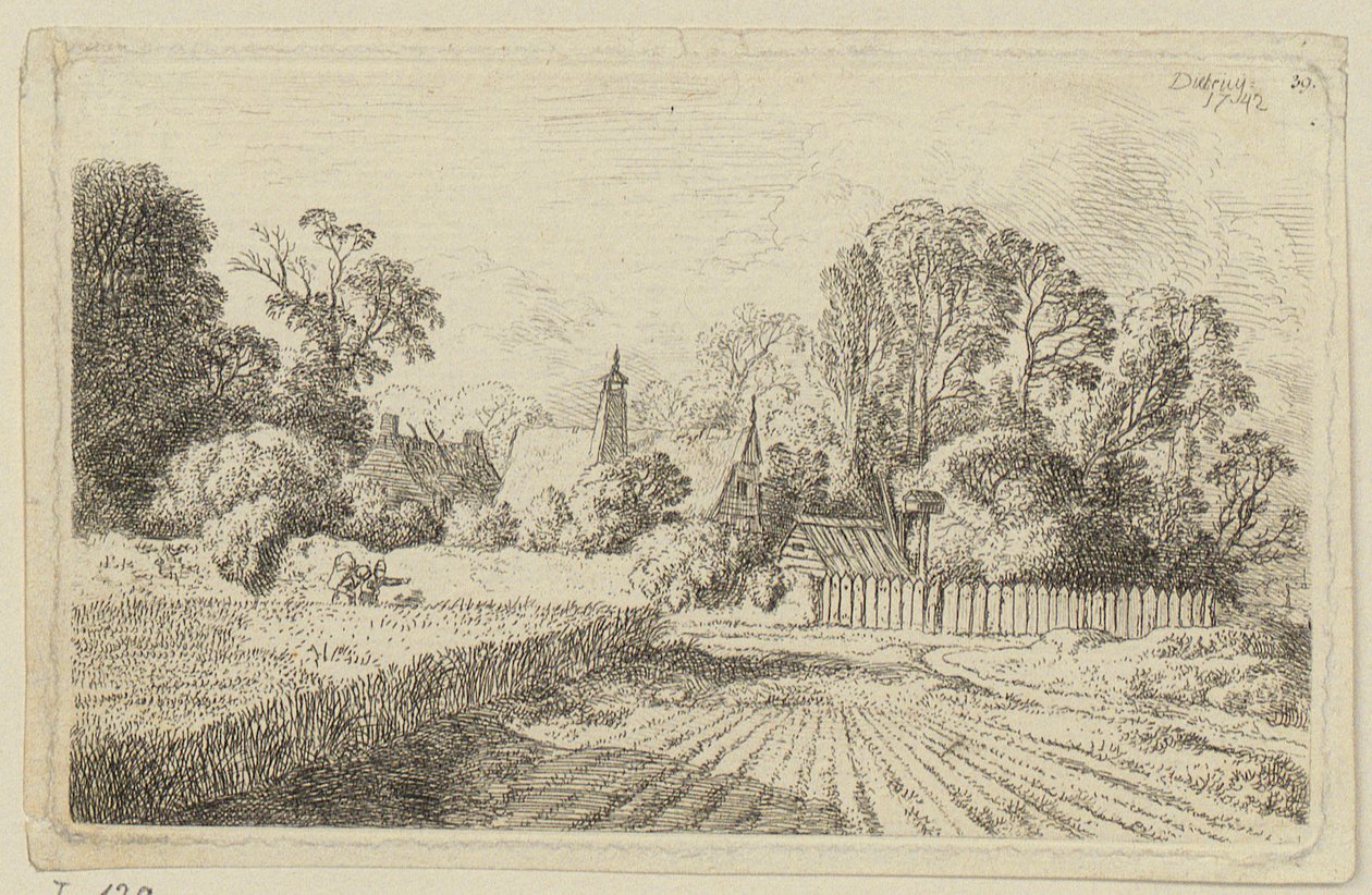 Ein Weg neben einem Kornfeld von Christian Wilhelm Ernst Dietrich