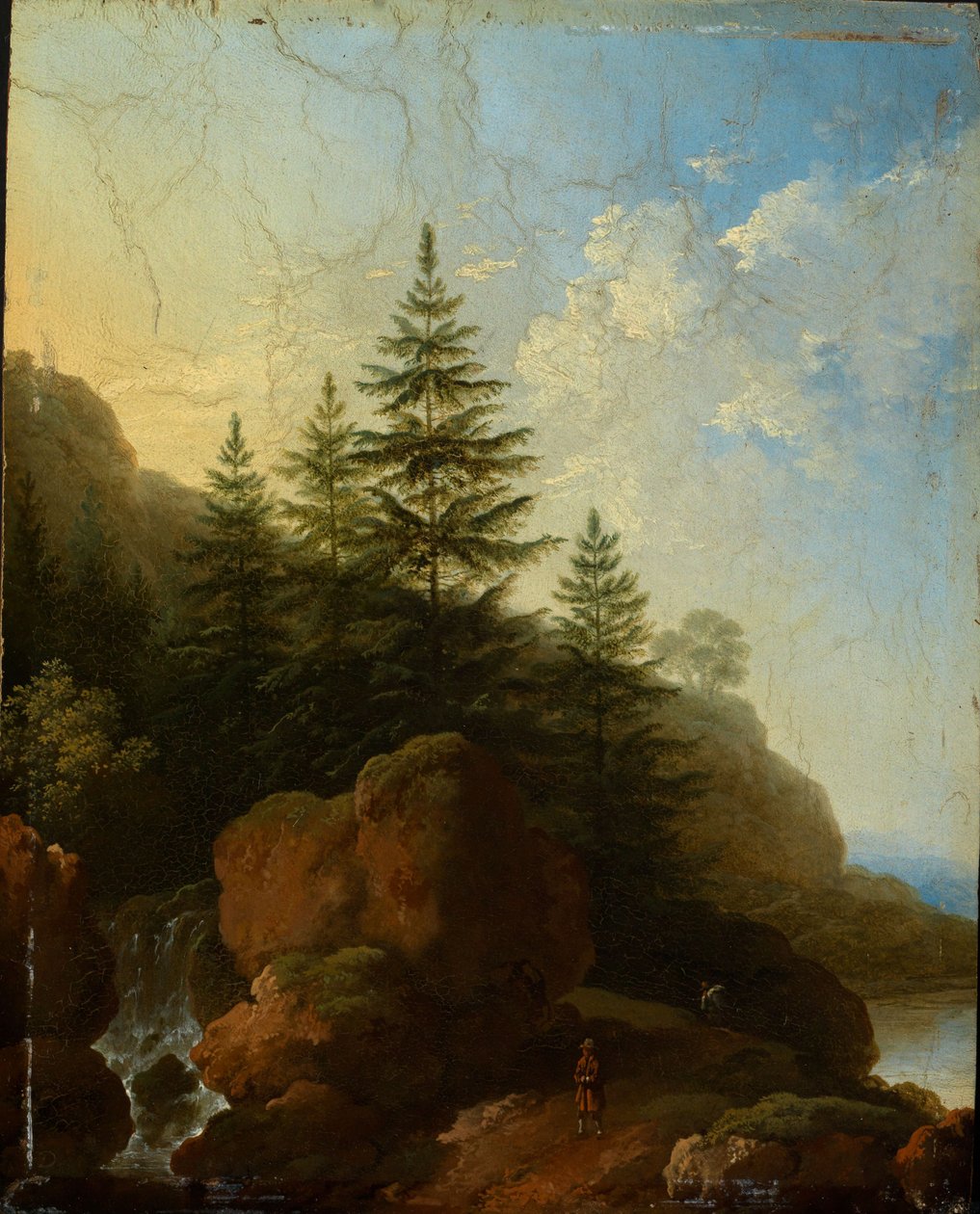 Felsige Gebirgslandschaft mit Wasserfall von Christian Wilhelm Ernst Dietrich