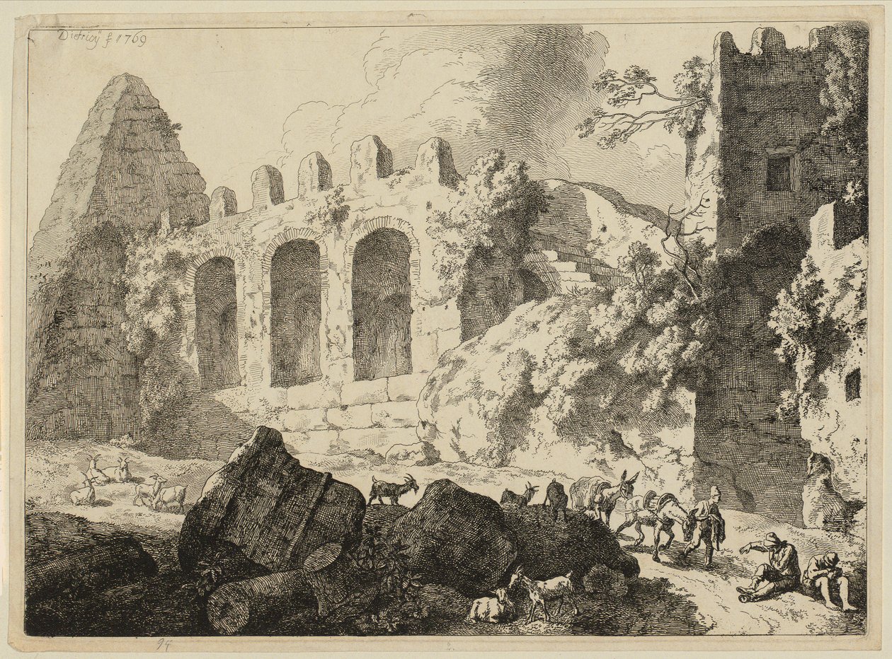 Große Landschaft mit einer Pyramide von Christian Wilhelm Ernst Dietrich