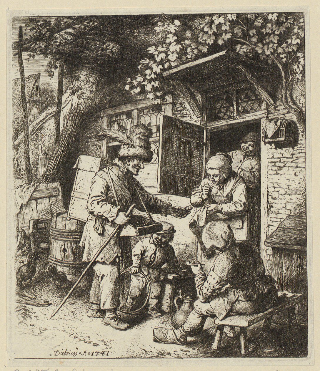 Kniestück einer nach rechts gewandten Frau, in der rechten Hand hält sie einen Ring von Christian Wilhelm Ernst Dietrich